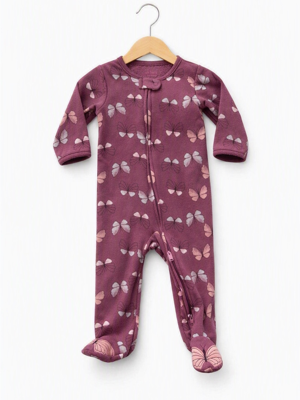 10/$15 Carter's Plum Butterfly Zip-Up Footed One-Piece